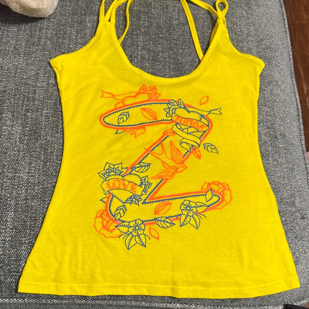 Zumba Fitness Yellow Camisole with Graphic Design